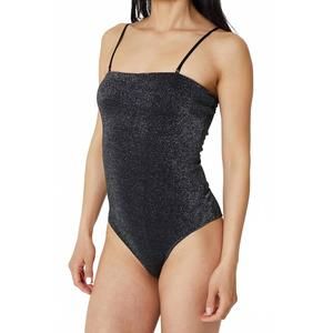 NEW FIND ME NOW light lurex tube top one piece in black